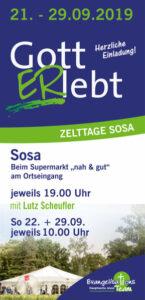 Flyer Gott ERlebt-Zelttage Sosa 2019