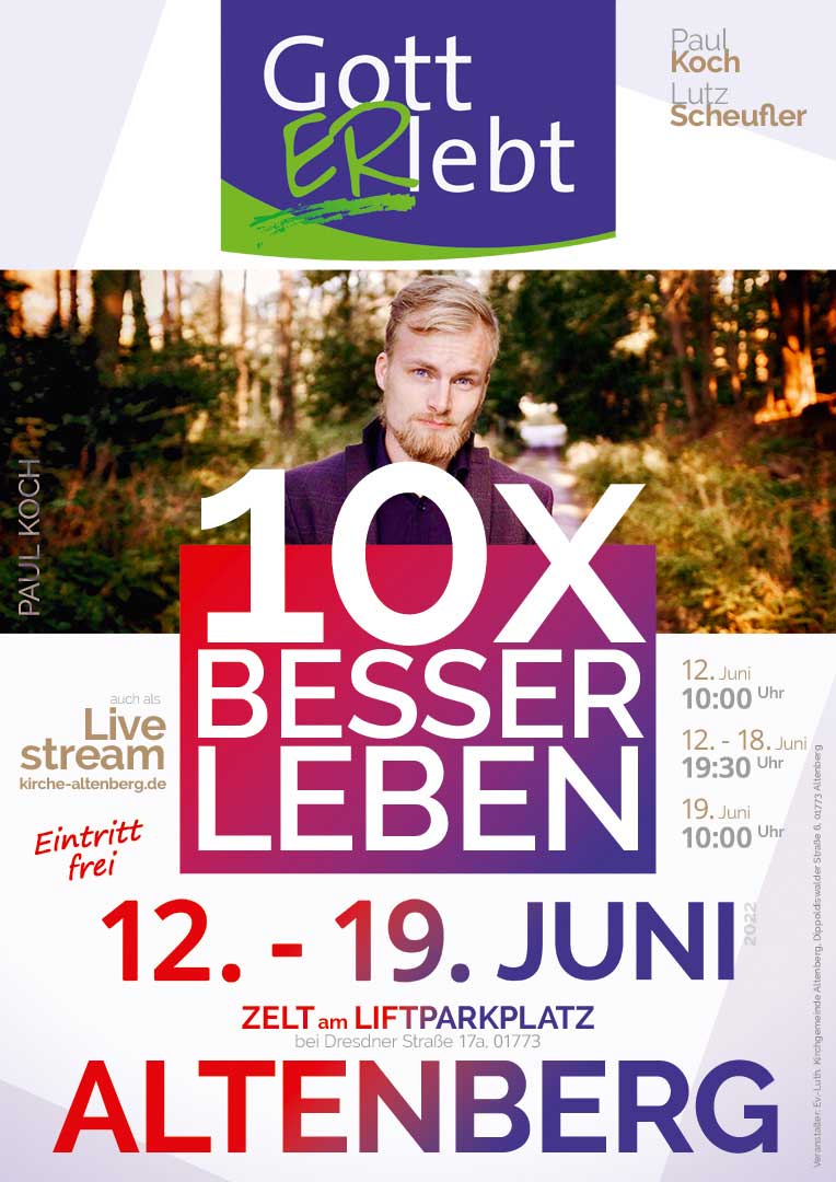 Plakat Gott ERlebt in Altenberg om 12. bis 19.06.2022