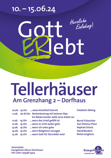 Flyer Gott ERlebt-Zelttage in Tellerhäuser im Juni 2024